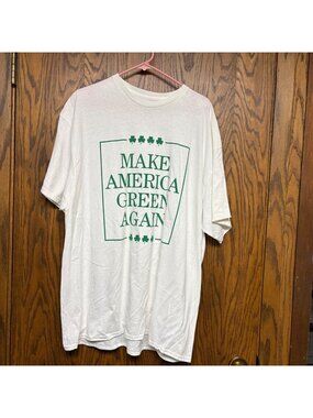 Make America Green Again White T Shirt Size XXL Shamrock St Patricks Day Tee